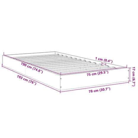 Bedframe bewerkt hout zwart 75x190 cm 10