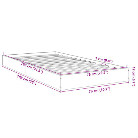 Bedframe bewerkt hout grijs sonoma eikenkleurig 75x190 cm 10