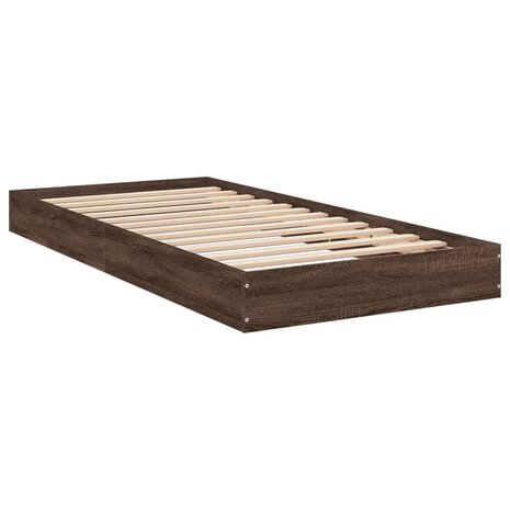 Bedframe bewerkt hout bruin eikenkleur 75x190 cm 6