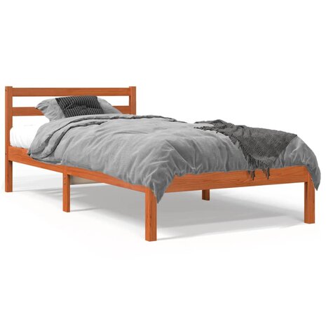 Bedframe massief grenenhout wasbruin 75x190 cm 1