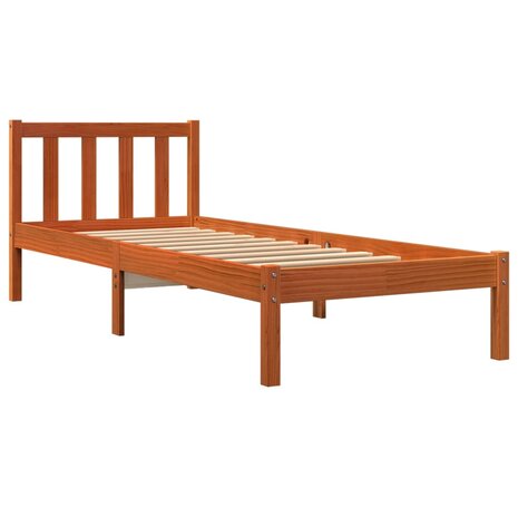 Bedframe massief grenenhout wasbruin 75x190 cm 2