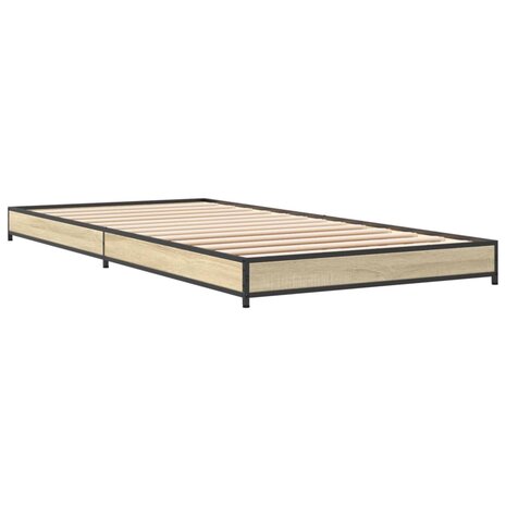 Bedframe bewerkt hout en metaal sonoma eikenkleurig 90x190 cm 2