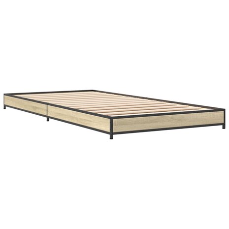 Bedframe bewerkt hout en metaal sonoma eikenkleurig 75x190 cm 6