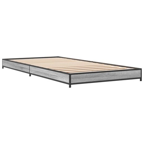 Bedframe bewerkt hout en metaal grijs sonoma eiken 75x190 cm 6