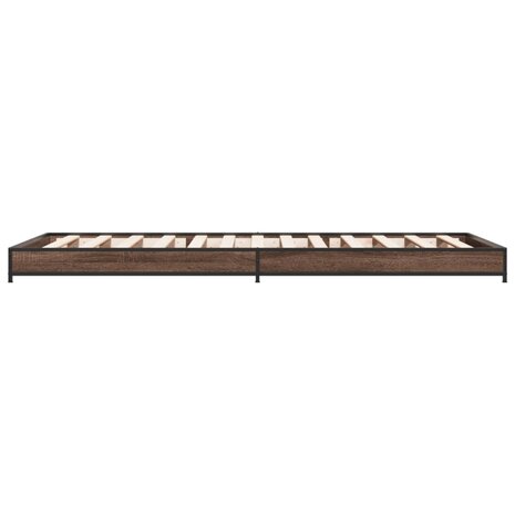 Bedframe bewerkt hout en metaal bruin eikenkleurig 75x190 cm 5