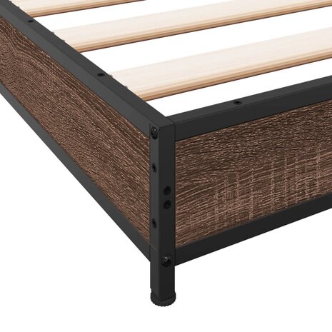 Bedframe bewerkt hout en metaal bruin eikenkleurig 75x190 cm 7