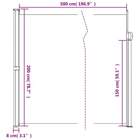 Windscherm uittrekbaar 200x500 cm antracietkleurig 10