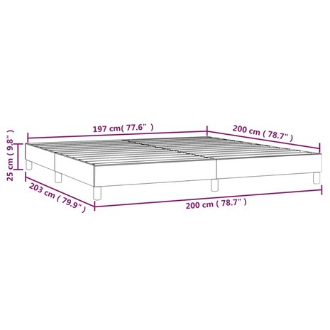 Boxspringframe stof donkerbruin 200x200 cm 9