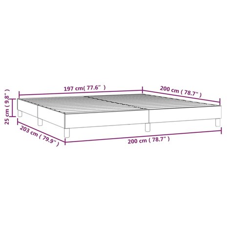 Boxspringframe stof taupe 200x200 cm 9