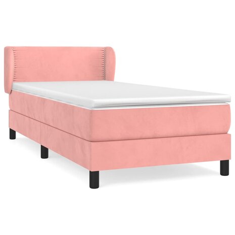 Boxspring met matras fluweel roze 80x200 cm 2