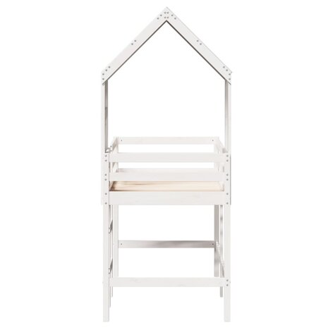 Halfhoogslaper met ladder en bedhuis grenenhout wit 90x190 cm 7