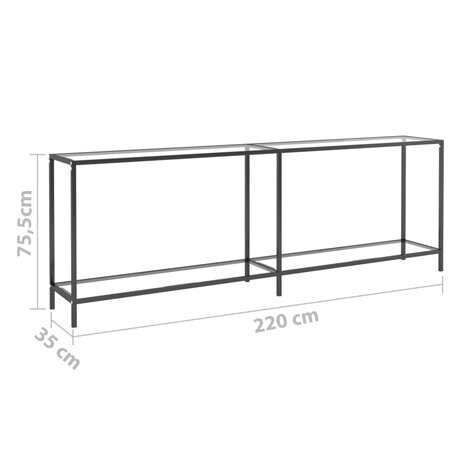 Wandtafel 220x35x75,5 cm gehard glas transparant 7