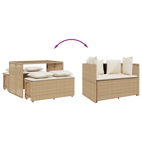 3-delige Tuinset met kussens poly rattan beige 6