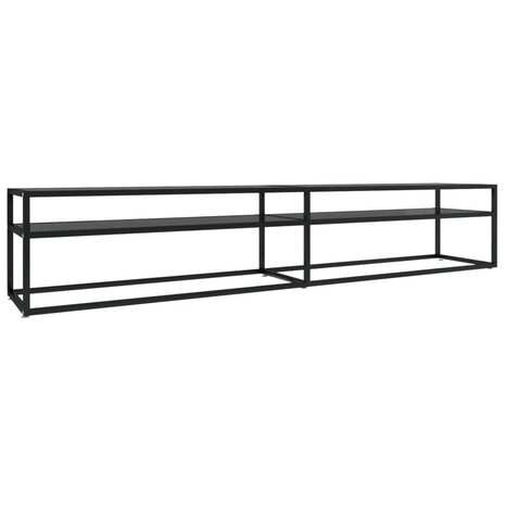 Tv-meubel 220x40x40,5 cm gehard glas zwart 2