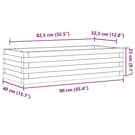 Plantenbak 90x40x23 cm massief douglashout 10