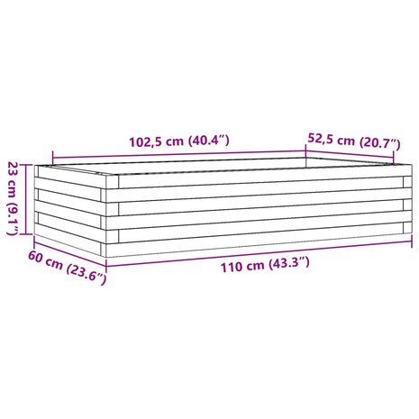 Plantenbak 110x60x23 cm massief grenenhout 10