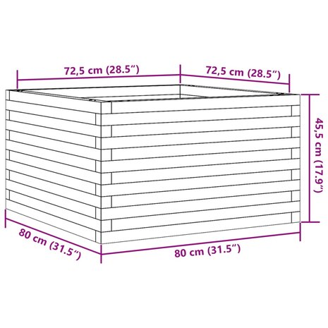 Plantenbak 80x80x45,5 cm massief grenenhout 10