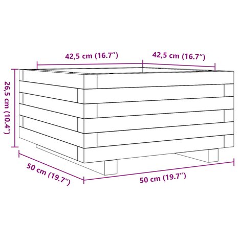 Plantenbak 50x50x26,5 cm massief grenenhout wit 10