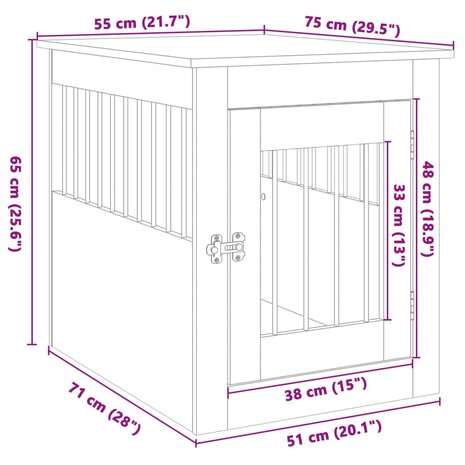 Hondenbench 55x75x65 cm bewerkt hout sonoma eikenkleurig 11