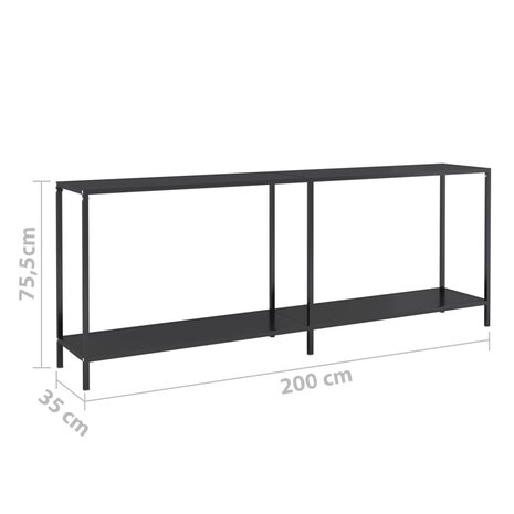 Wandtafel 200x35x75,5 cm gehard glas zwart 7