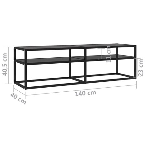 Tv-meubel 140x40x40,5 cm gehard glas zwart 6