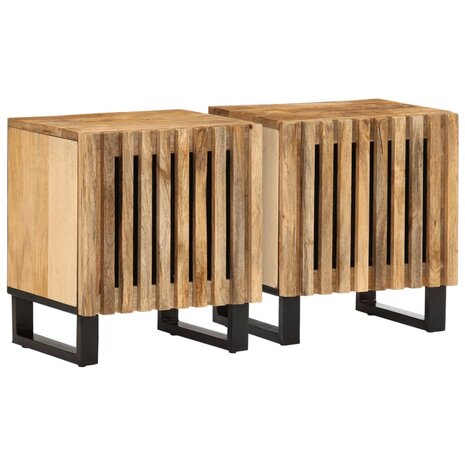 Nachtkastjes 2 st 40x33x46 cm massief ruw mangohout 1