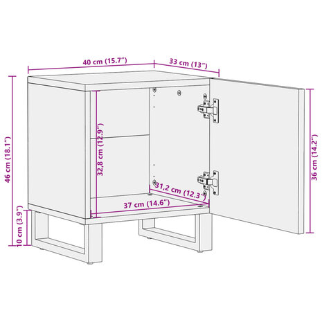 Nachtkastjes 2 st 40x33x46 cm massief acaciahout 11