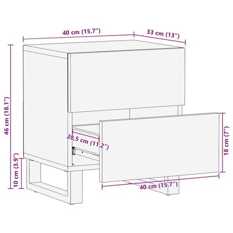 Nachtkastjes 2 st 40x33x46 cm massief acaciahout 11