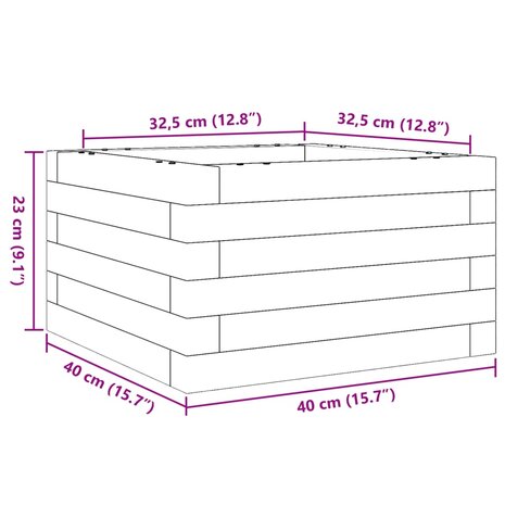 Plantenbak 40x40x23 cm massief grenenhout wit 10