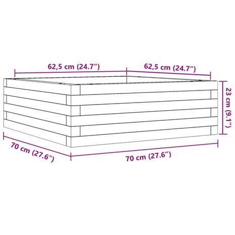 Plantenbak 70x70x23 cm massief grenenhout wasbruin 10