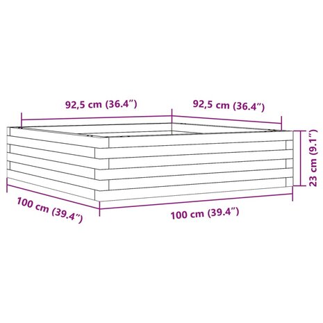 Plantenbak 100x100x23 cm massief grenenhout 10