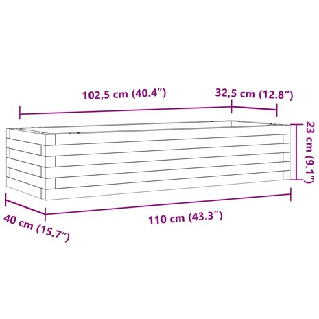 Plantenbak 110x40x23 cm massief grenenhout wasbruin 10