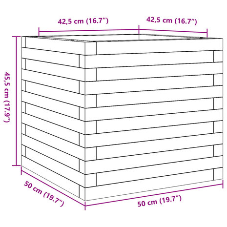 Plantenbak 50x50x45,5 cm massief grenenhout wit 10