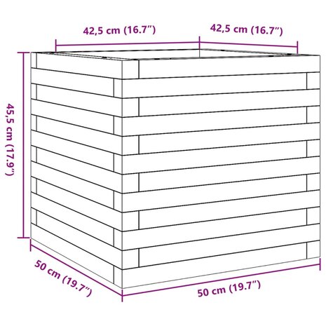 Plantenbak 50x50x45,5 cm massief grenenhout wasbruin 10