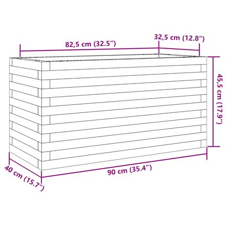 Plantenbak 90x40x45,5 cm massief grenenhout wit 10