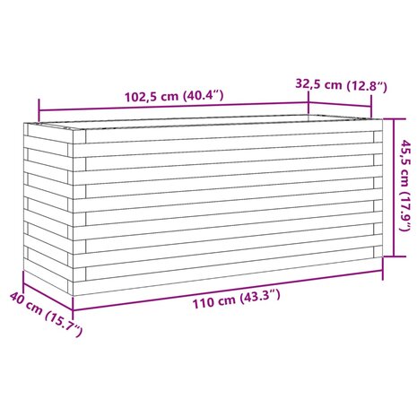 Plantenbak 110x40x45,5 cm geïmpregneerd grenenhout 10