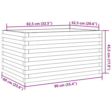 Plantenbak 90x60x45,5 cm massief grenenhout 10