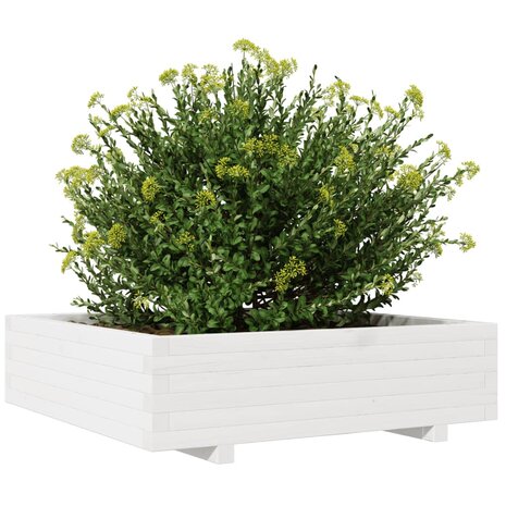 Plantenbak 90x90x26,5 cm massief grenenhout wit 4