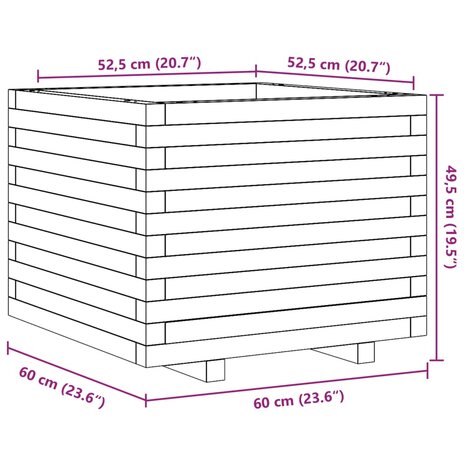 Plantenbak 60x60x49,5 cm massief grenenhout 10