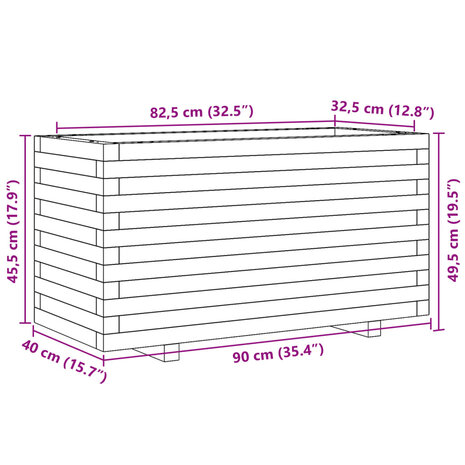 Plantenbak 90x40x49,5 cm massief douglashout 10