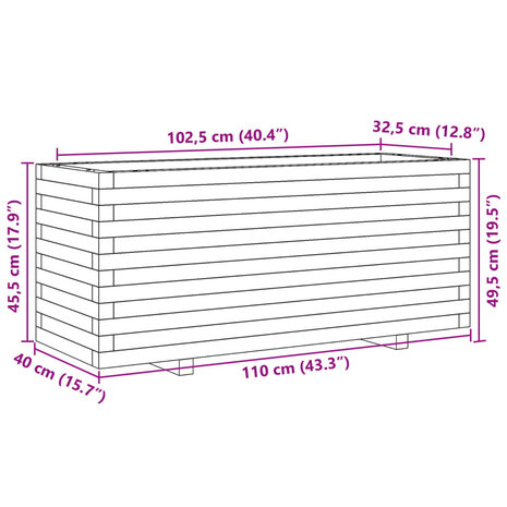 Plantenbak 110x40x49,5 cm massief grenenhout 10