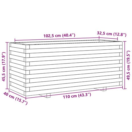 Plantenbak 110x40x49,5 cm massief grenenhout wit 10