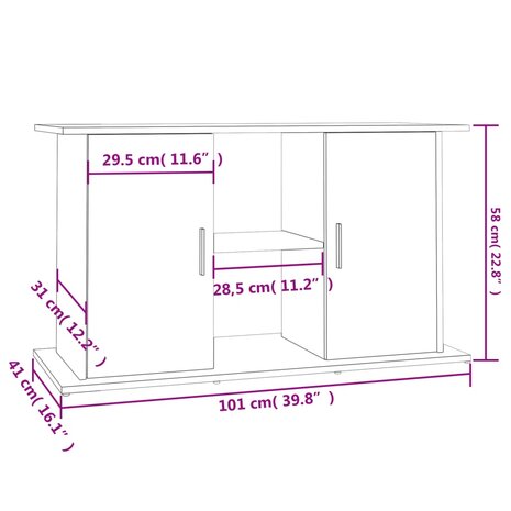 Aquariumstandaard 101x41x58 cm bewerkt hout grijs sonoma eiken 11