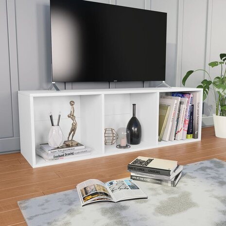 Boekenkast/tv-meubel 36x30x114 cm bewerkt hout wit 6