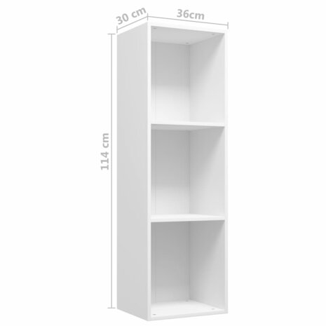 Boekenkast/tv-meubel 36x30x114 cm bewerkt hout wit 11