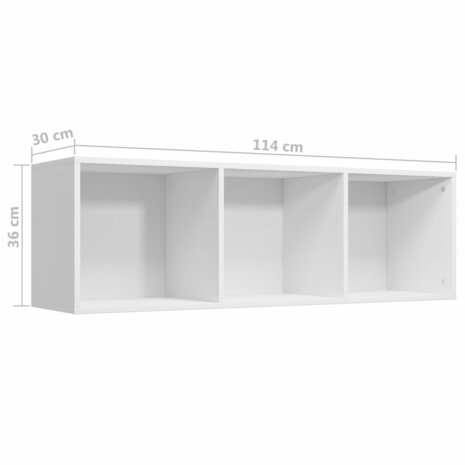 Boekenkast/tv-meubel 36x30x114 cm bewerkt hout wit 12