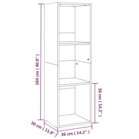 Boekenkast/tv-meubel 36x30x114cm bewerkt hout sonoma eikenkleur 8