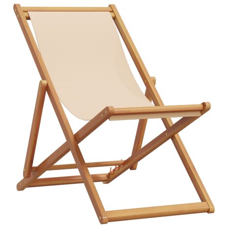 Strandstoel inklapbaar massief eucalyptushout en stof beige 2