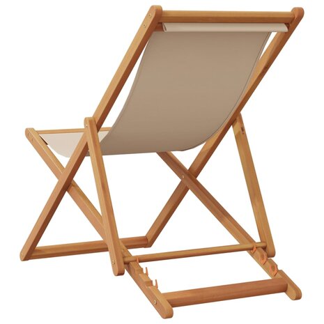 Strandstoel inklapbaar massief eucalyptushout en stof beige 6