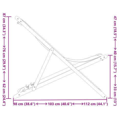 Strandstoel inklapbaar bladpatroon eucalyptushout en stof 12